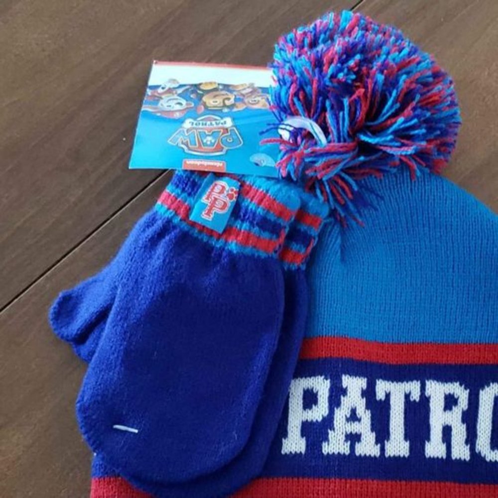 NWT Nickelodeon Paw Patrol Embroidered Dog Pom Pom Top Hat Mittens - Picture 3 of 4